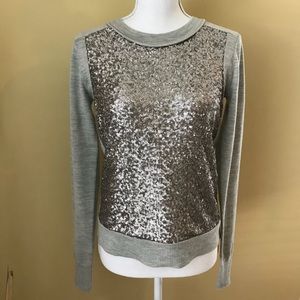 Diane Von Furstenberg Gray Sequin Sweatshirt Sz S